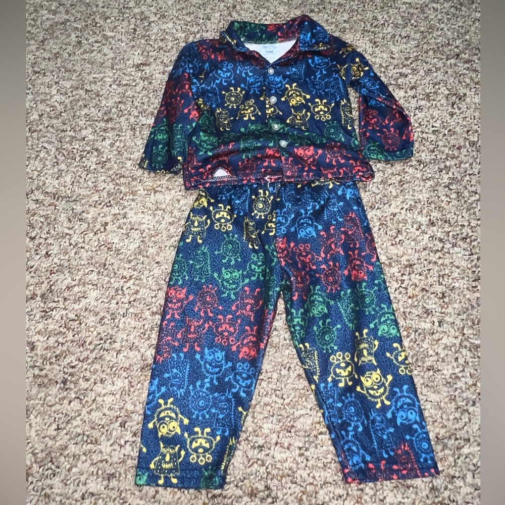 Colorful Monster Print Pajama Set, 18‎ months
